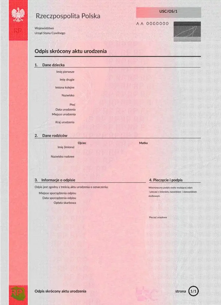 Tipos de Certificados de Nacimiento Polacos Disponibles