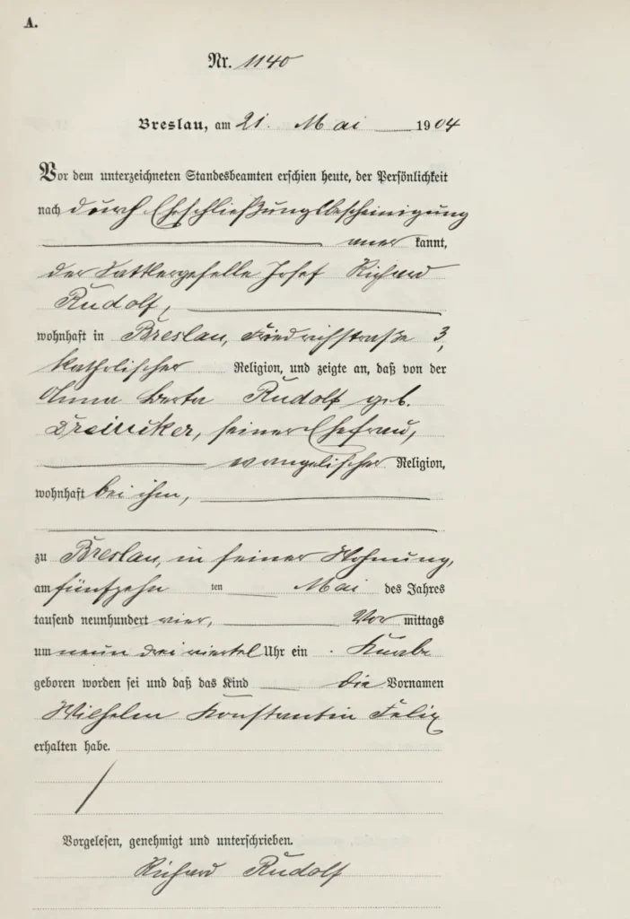 Registres de naissances de Silésie